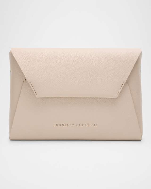 Envelope Flap Leather Clutch Bag